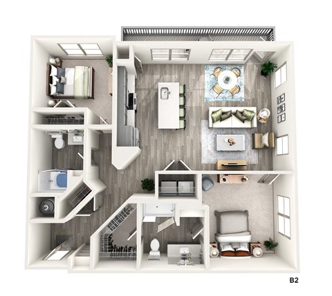 Floor plan for 2 beds, 2 baths, 1193 sqft